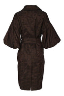 Embossed Square Jaquard Coat - Choc