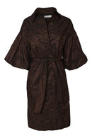Embossed Square Jaquard Coat - Choc