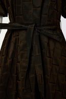 Embossed Square Jaquard Dress - Choc