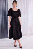 Embossed Square Jaquard Dress - Choc
