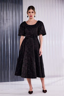 Embossed Square Jaquard Dress - Choc