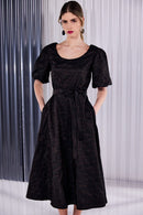 Embossed Square Jaquard Dress - Choc