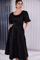 Embossed Square Jaquard Dress - Choc