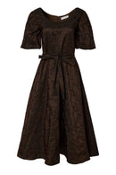 Embossed Square Jaquard Dress - Choc