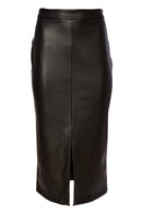Leatherette Straight Skirt - Choc