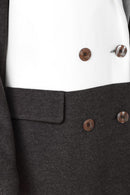 Wool Mix Coat - Cream/silver