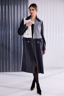 Wool Mix Coat - Cream/silver