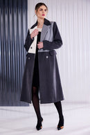 Wool Mix Coat - Cream/silver