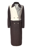 Wool Mix Coat - Cream/silver