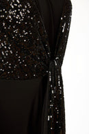 V Neck Wrap Jumpsuit - Black