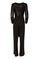 V Neck Wrap Jumpsuit - Black