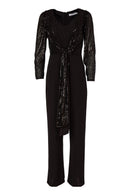V Neck Wrap Jumpsuit - Black