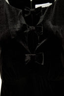 Velvet Dress With Bow - Black