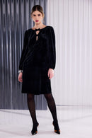 Velvet Dress With Bow - Black
