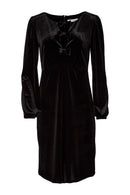 Velvet Dress With Bow - Black