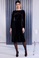Pleated Velvet Dress - Choc