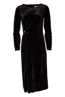 Pleated Velvet Dress - Choc