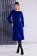 Round Neck Plain Dress - Dazzling Blue
