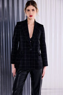 Lurex Check Blazer - Black/silver