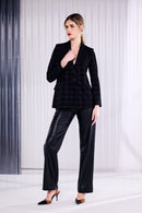Lurex Check Blazer - Black/silver