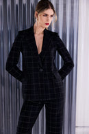 Lurex Check Trouser - Black/silver