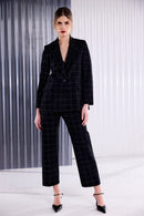 Lurex Check Trouser - Black/silver