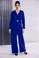 Clasp Closing Jumpsuit - Royal Blue
