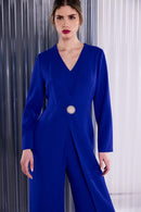 Clasp Closing Jumpsuit - Royal Blue