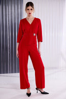 Jumpsuit With Wrap Detail - Poppy Red