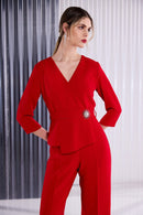 Jumpsuit With Wrap Detail - Poppy Red