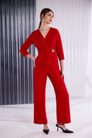 Jumpsuit With Wrap Detail - Poppy Red
