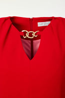 Cut Neckline Dress - Poppy Red