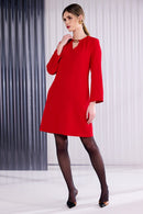 Cut Neckline Dress - Poppy Red