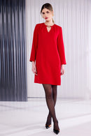 Cut Neckline Dress - Poppy Red