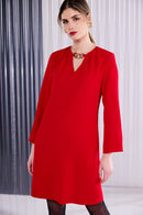 Cut Neckline Dress - Poppy Red
