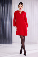Cut Neckline Dress - Poppy Red