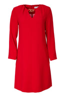 Cut Neckline Dress - Poppy Red