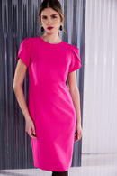 Print Dress W/Wrap Sleeve - Rasberry Rose