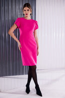 Print Dress W/Wrap Sleeve - Rasberry Rose