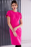 Print Dress W/Wrap Sleeve - Rasberry Rose