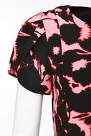 Print Dress W/Wrap Sleeve - Blush/black