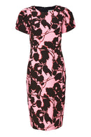 Print Dress W/Wrap Sleeve - Blush/black