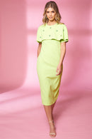 Diamont Detail Cape Dress - Sherbet