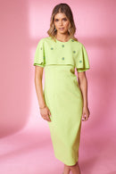 Diamont Detail Cape Dress - Sherbet