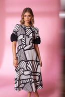 Cutaway Back Print Dress - Black/white