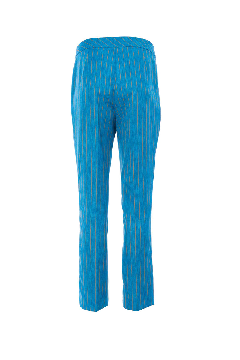 Striped Slim Leg Trouser - Damson