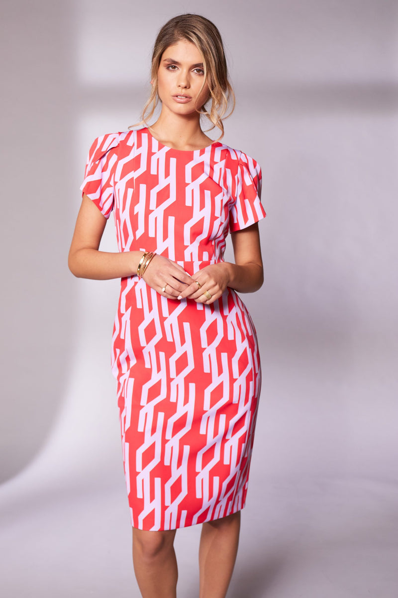 CrossOver Sleeve Print Dress - Chilli