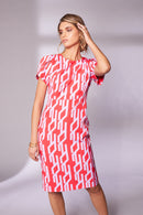 CrossOver Sleeve Print Dress - Chilli