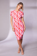 CrossOver Sleeve Print Dress - Chilli