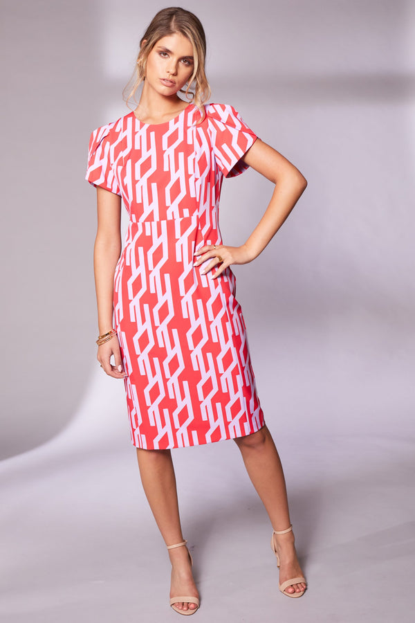 CrossOver Sleeve Print Dress - Chilli